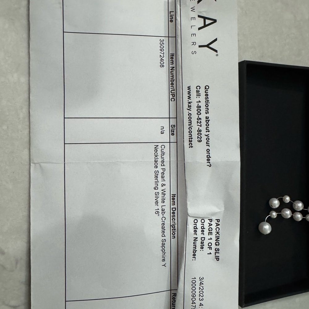 Kay Jewelers - Pearl and White Sapphire Necklace - Picture 2 of 3